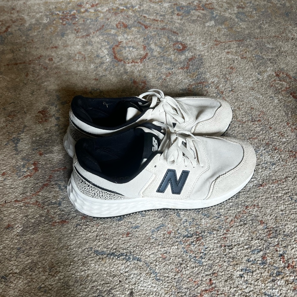 New Balance Cream and Black Athletic Shoes